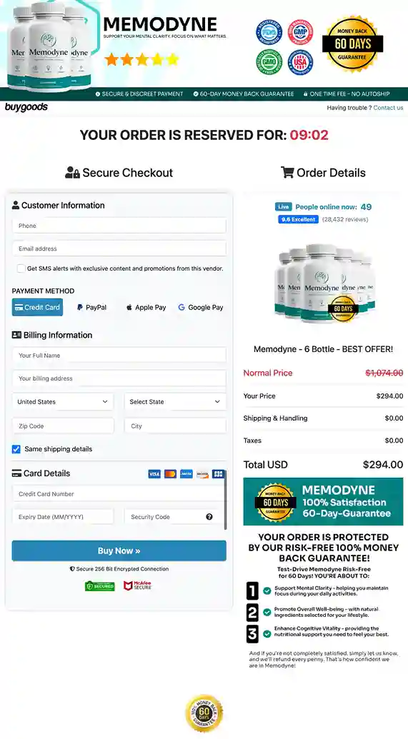 Memodyne Secure Payment Options