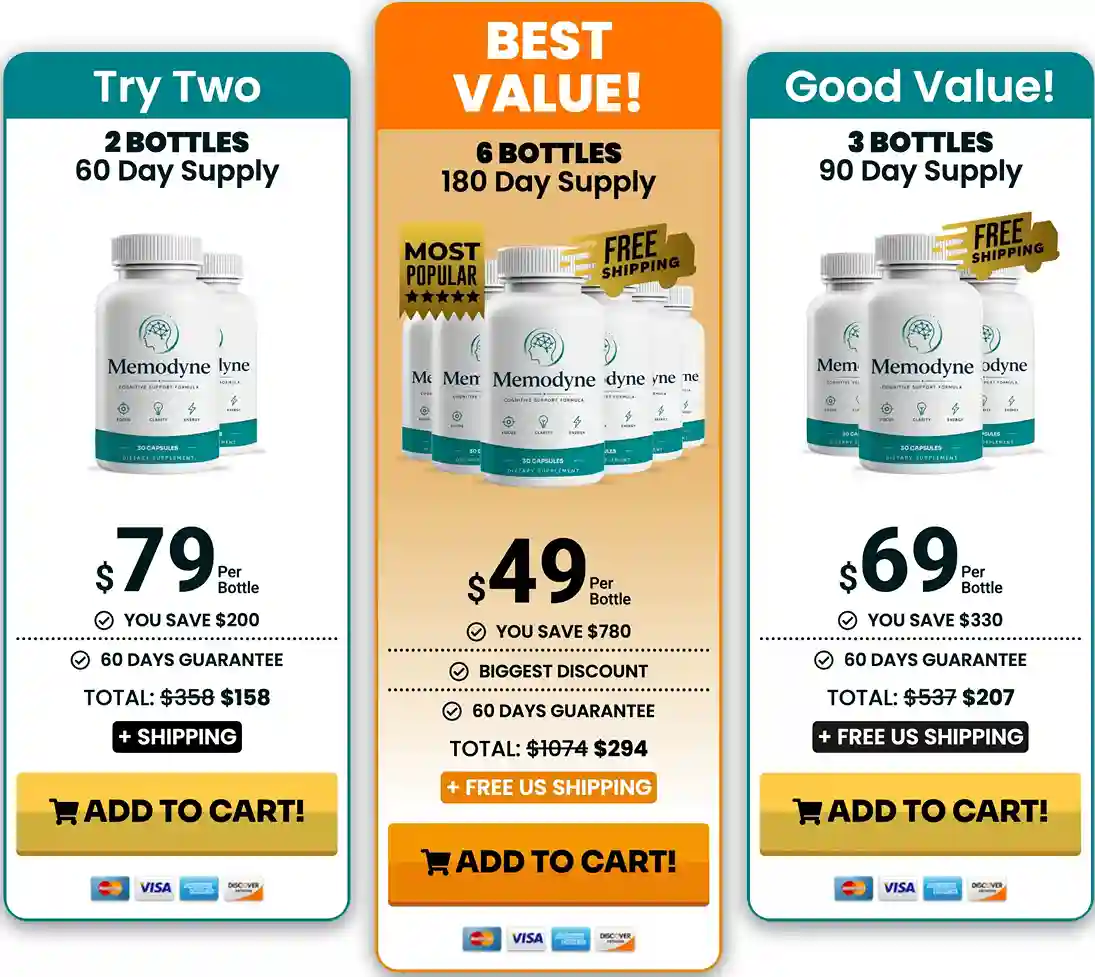 Memodyne Pricing - Cognitive Support Formula Packages with 5 Free Bonuses